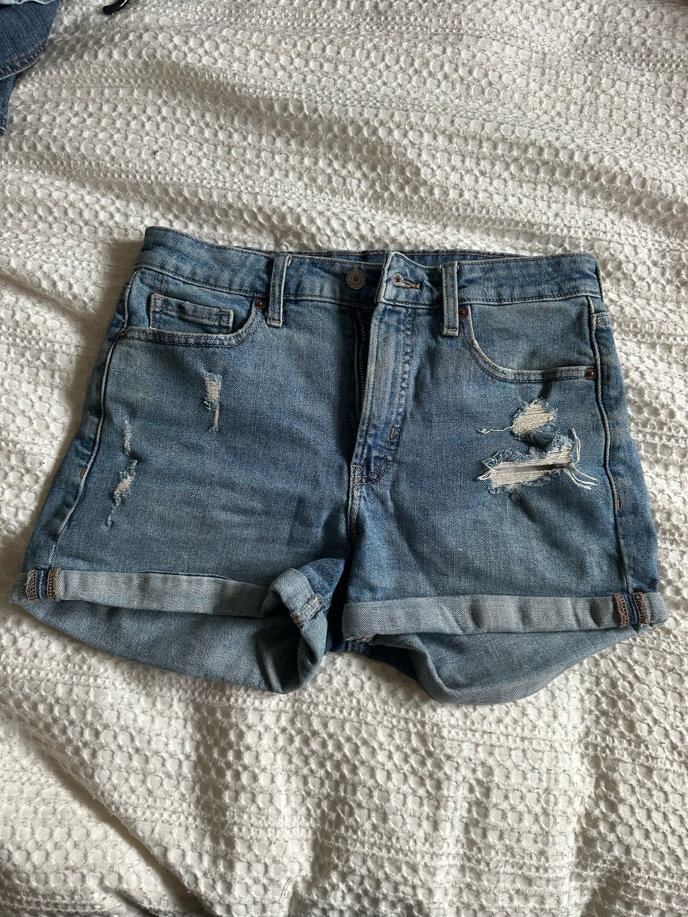 Old Navy Medium Blue Denim Shorts with Contrast Stitching